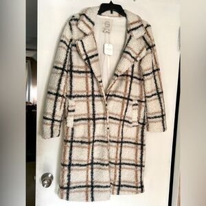 Stoosh Long Plaid Teddy Longline Jacket - S